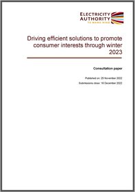 Driving efficient solutions to promote consumer interests through winter 2023 - consultation paper