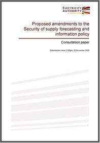 Amendments to the security of supply forecasting and information policy - consultation paper