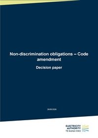 Non-discrimination obligations - Code amendment - Decision paper