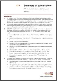 Summary of submissions - FTR development issues and options paper