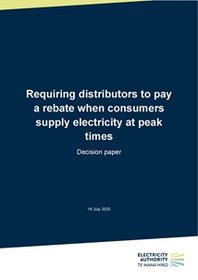Requiring distributors to pay a rebate when consumers supply electricity at peak times - Decision paper