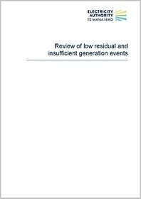 Review of low residual and insufficient generation events