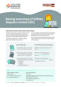 Raising awareness of Utilities Disputes Limited - factsheet