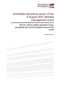 Immediate assurance review of the 9 August 2021 demand management event