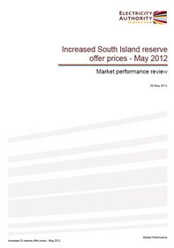 Increased South Island reserve offer prices - May 2012