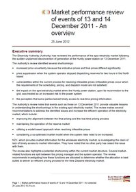 Market performance review of events of 13 and 14 December 2011 - An overview
