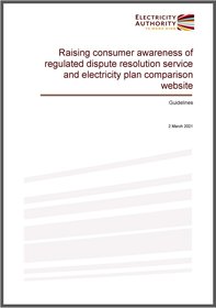 Raising consumer awareness of regulated dispute resolution service and electricity plan comparison website - guidelines