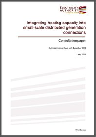 Integrating hosting capacity into small-scale distributed generation connections - consultation paper