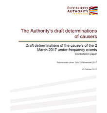 Draft determinations of the causers of the 2 March 2017 under-frequency events