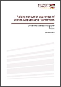 Raising consumer awareness of Utilities Disputes and Powerswitch services - decision paper
