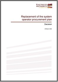 Replacement of the system operator procurement plan - decision paper