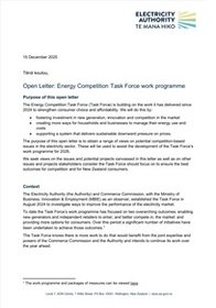 Open letter: Task Force work progamme (15 December 25)